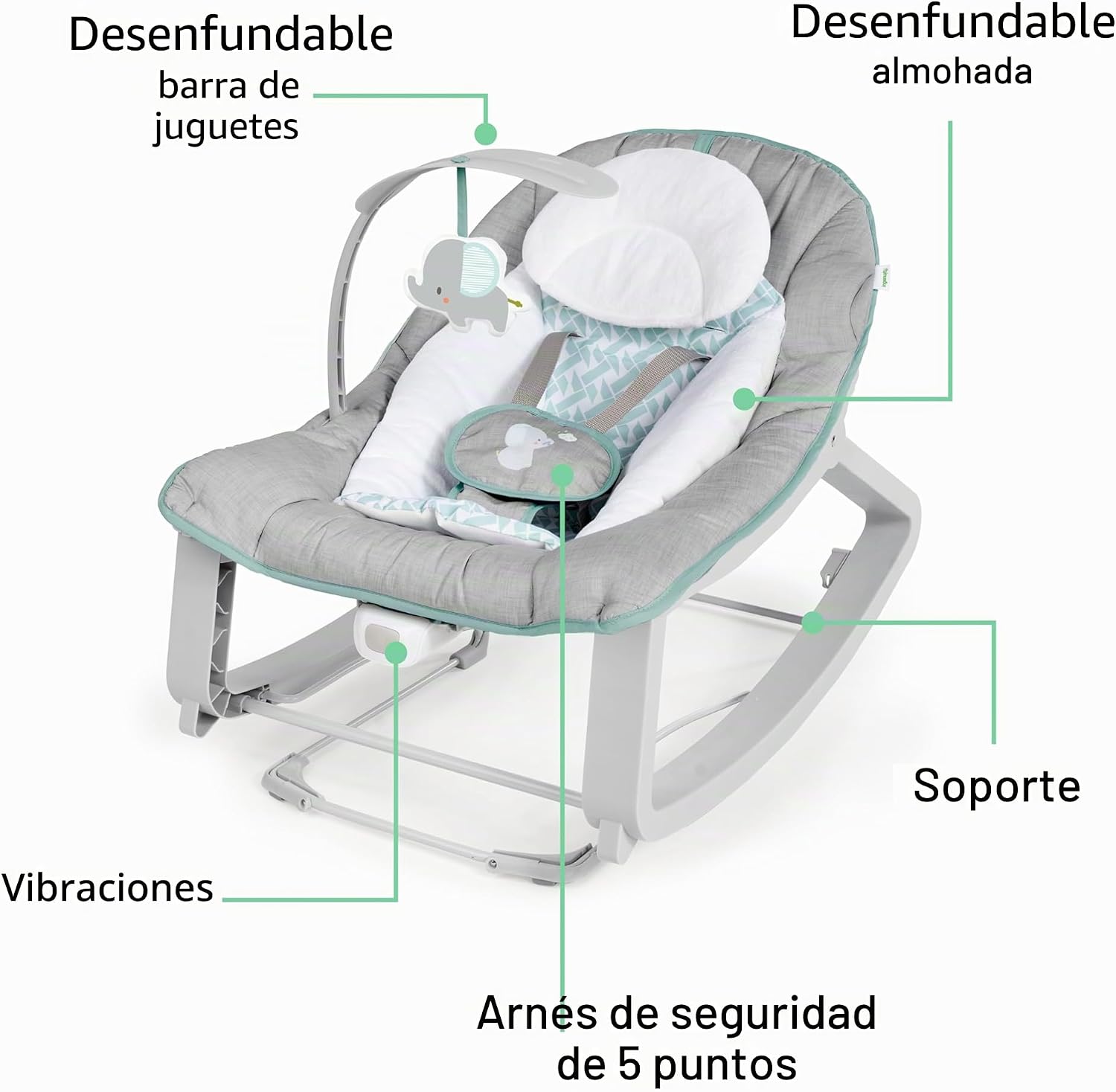 Ingen­uity Keep Cozy 3-in-­1 Weave­r — grow-­with-­me bounc­er up to 18 kg - Imagen 3