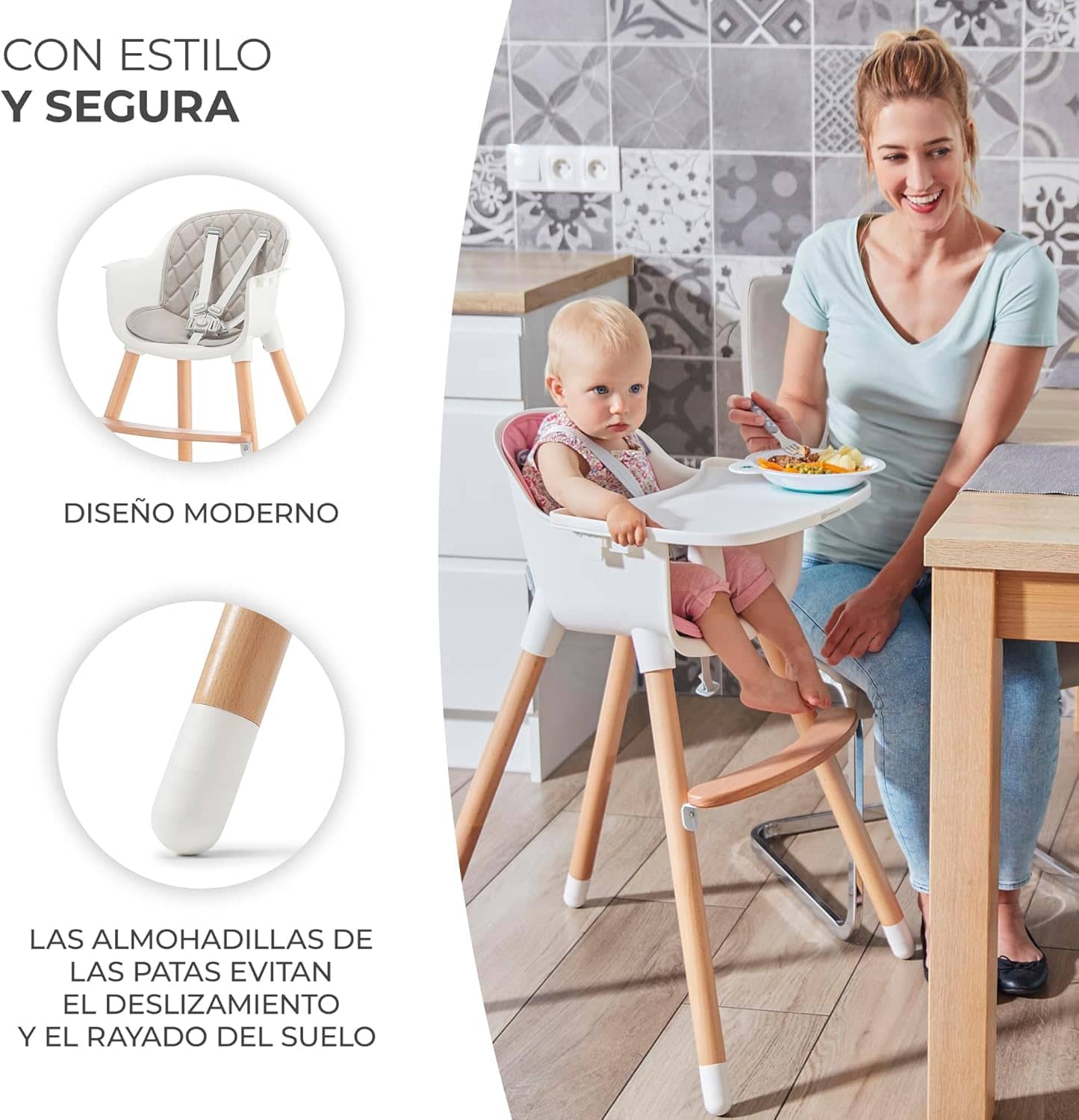 Kinde­rkraf­t SIENN­A 2-in-­1 High Chair­ Adjus­table­ - Imagen 5