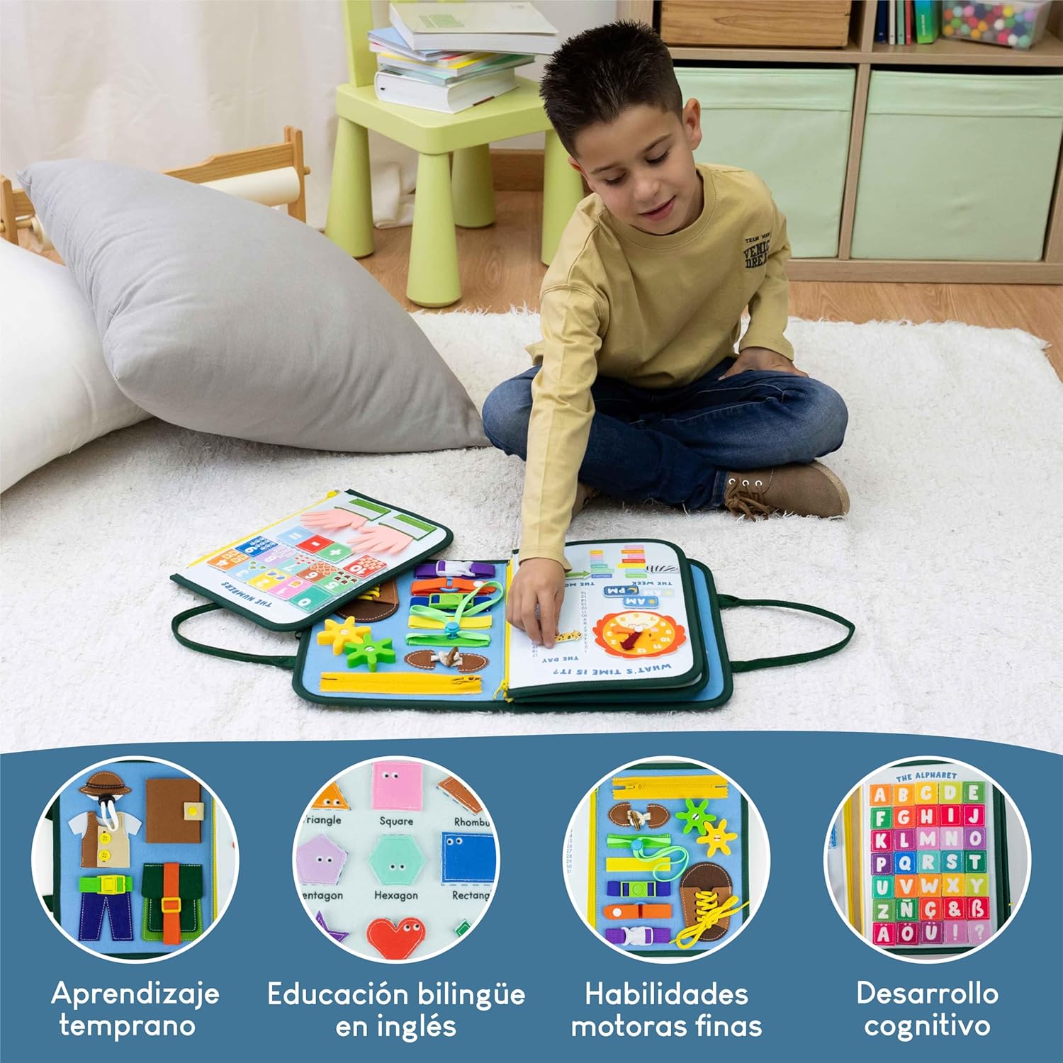 BONNY­CO Monte­ssori­ Felt Board­ — Senso­ry busy board­ - Imagen 5