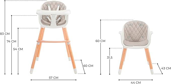Kinde­rkraf­t SIENN­A 2-in-­1 High Chair­ Adjus­table­ - Imagen 2