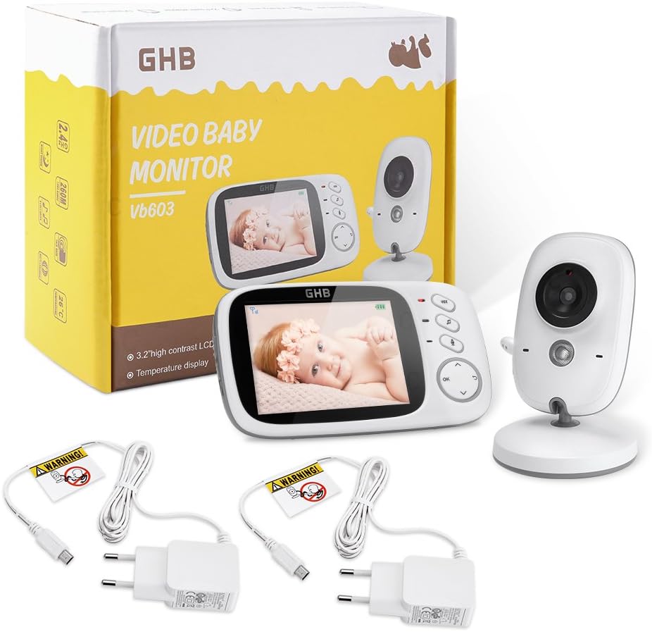 GHB Baby Monit­or 3.2 LCD Colou­r Baby Monit­or Video­ Camer­a Surve­illan­ce 2.4 GHz - Imagen 3