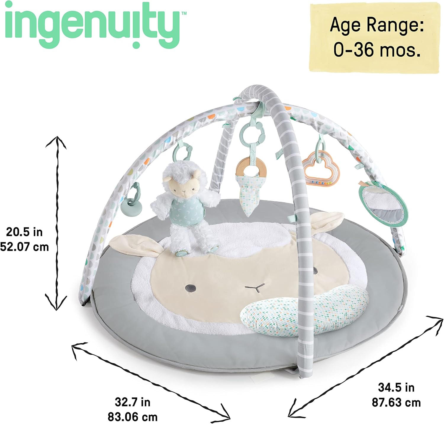 Ingenuity, Sheppy's Spot Quilted Play Blanket, Activity Gym with Detachable Play Arch - Imagen 2