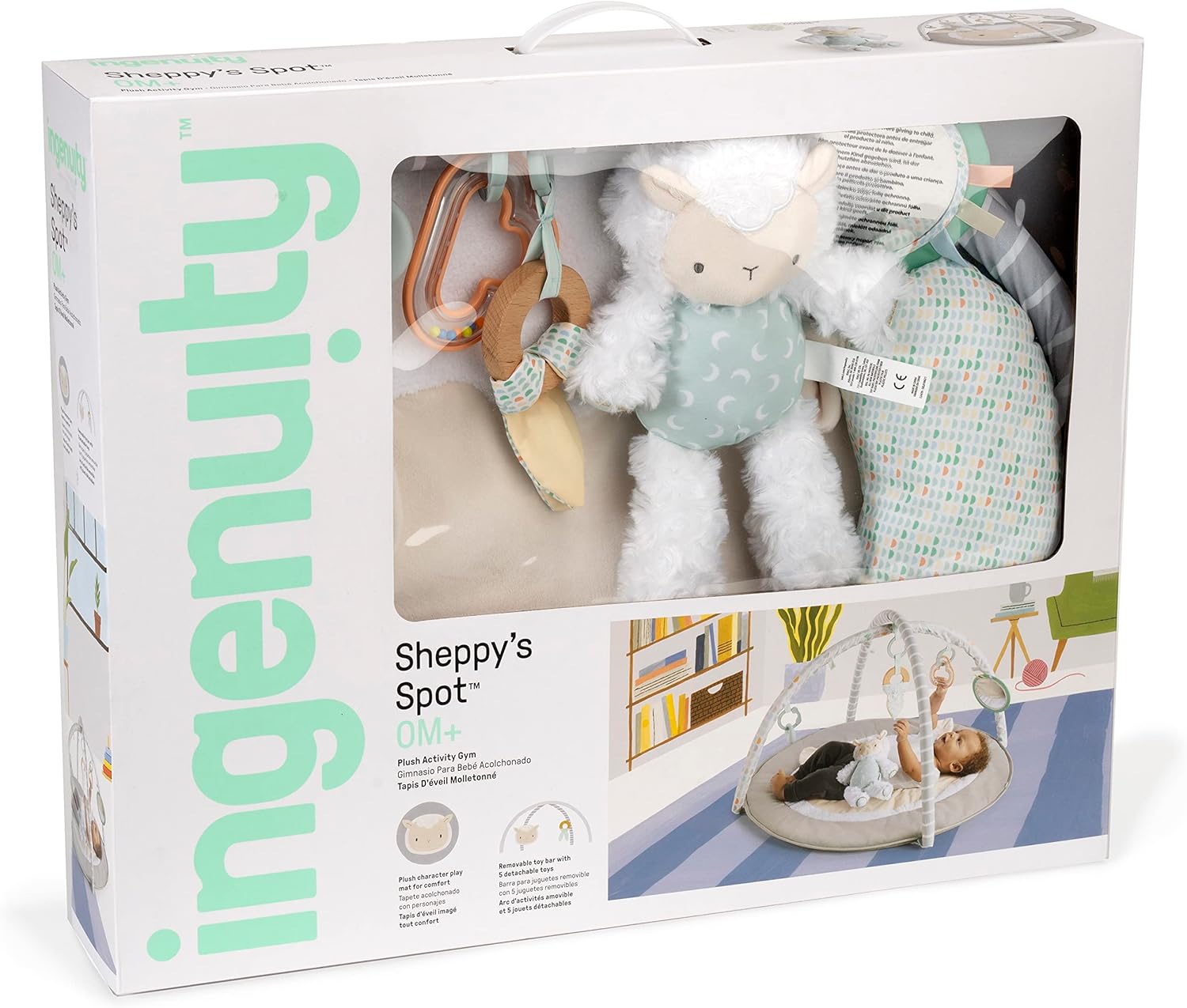 Ingenuity, Sheppy's Spot Quilted Play Blanket, Activity Gym with Detachable Play Arch - Imagen 4