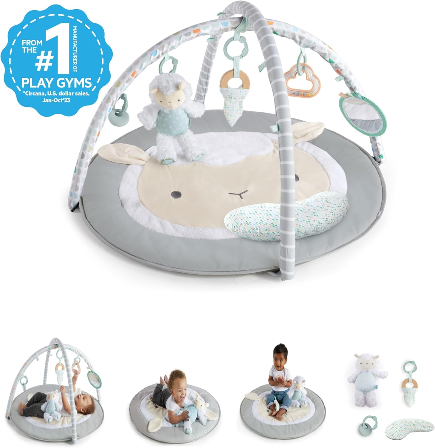 Ingenuity, Sheppy's Spot Quilted Play Blanket, Activity Gym with Detachable Play Arch - Imagen 3