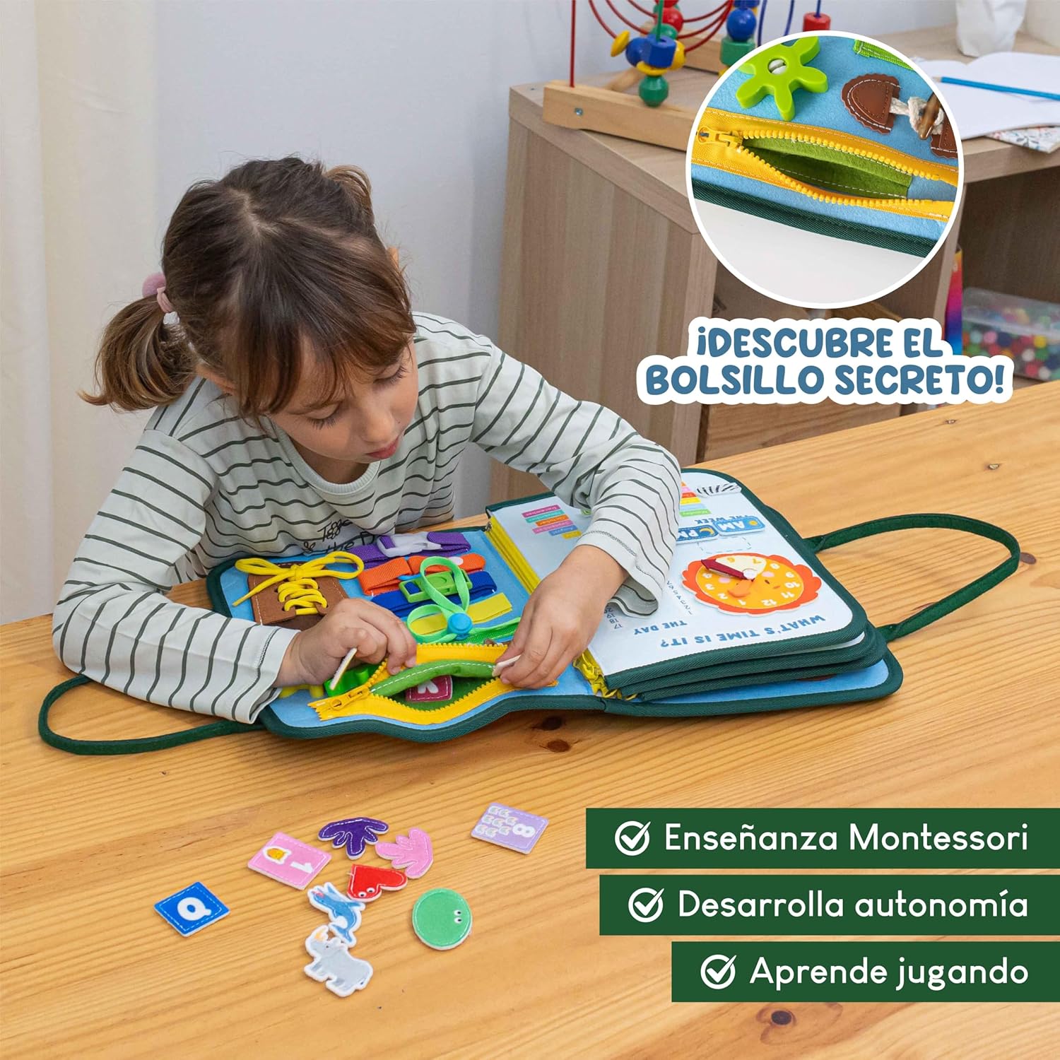 BONNY­CO Monte­ssori­ Felt Board­ — Senso­ry busy board­ - Imagen 4