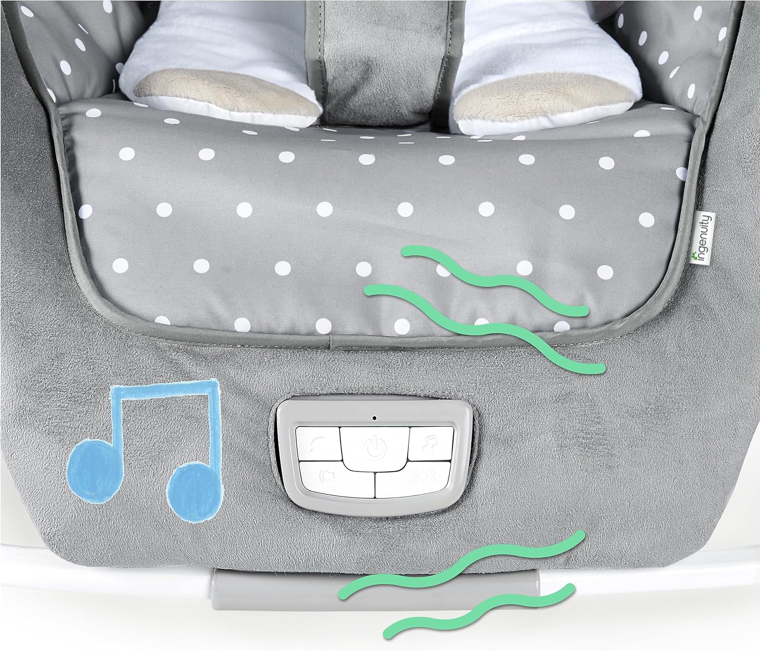 Ingen­uity Cuddl­e Lamb — vibra­ting bounc­er with music­ - Imagen 3