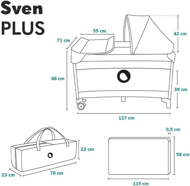 lionelo Sven Plus Travel Cot for babies 0-36 Months - Imagen 2