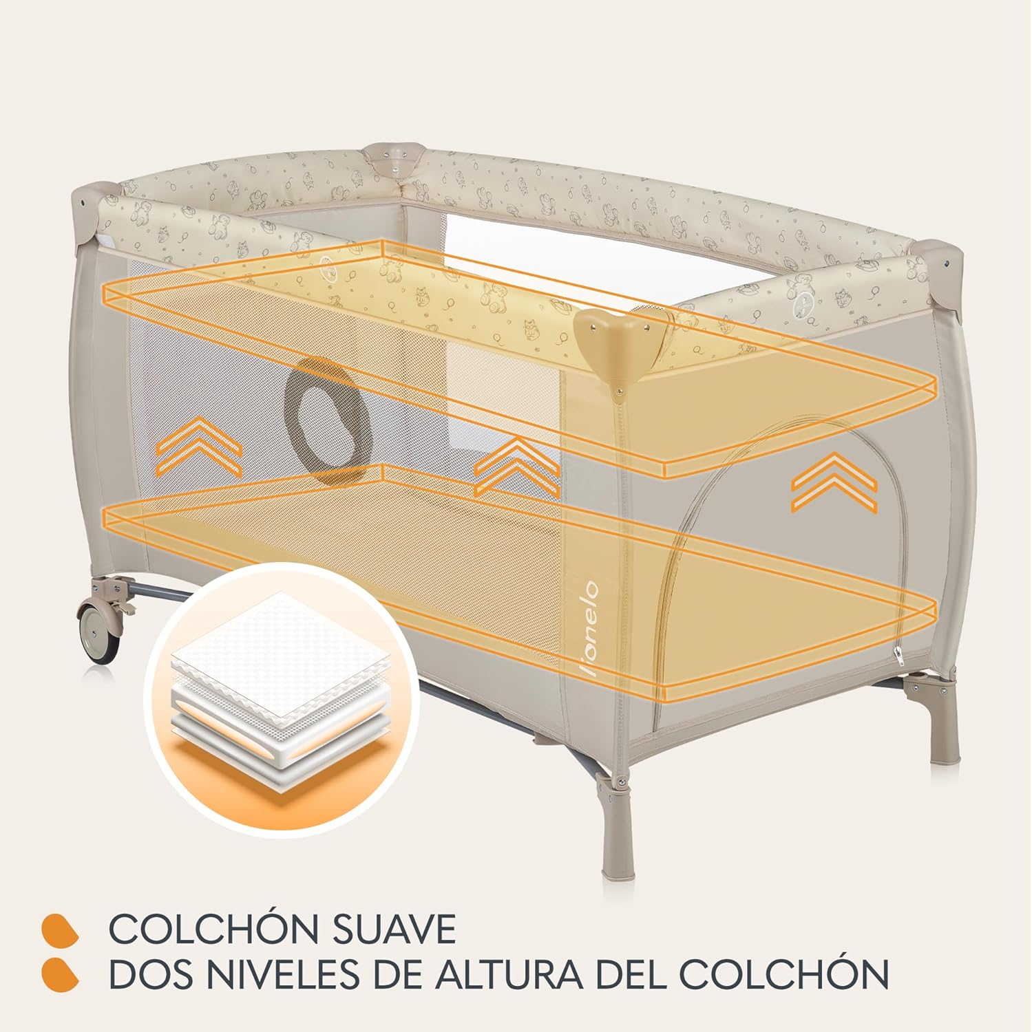 lionelo Sven Plus Travel Cot for babies 0-36 Months - Imagen 4