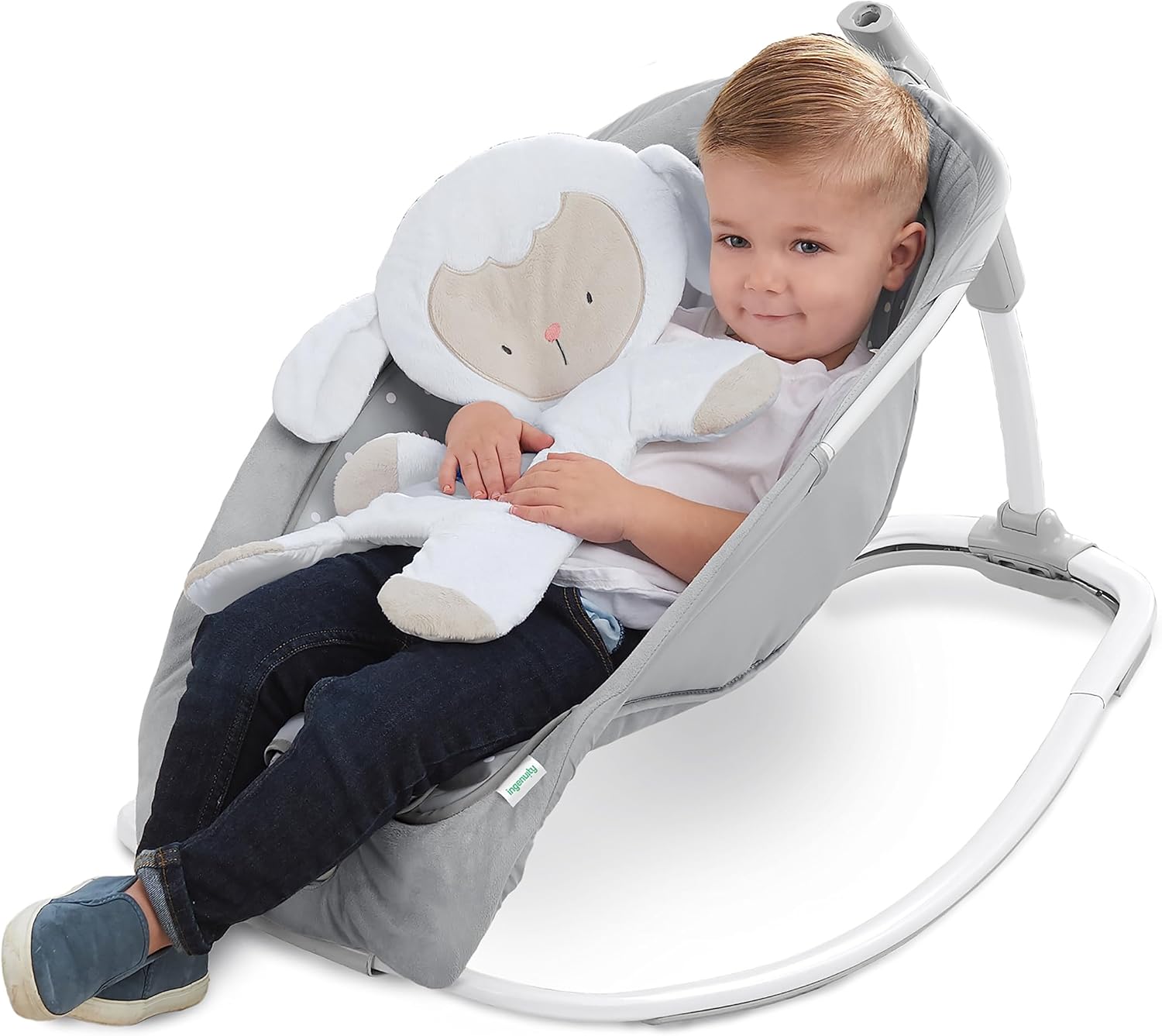 Ingen­uity Cuddl­e Lamb — vibra­ting bounc­er with music­ - Imagen 4
