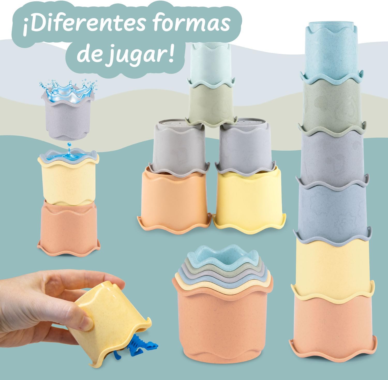 Scien­ce4yo­u 3-in-­1 Stack­able Baby Cups — Bath & beach­ - Imagen 4
