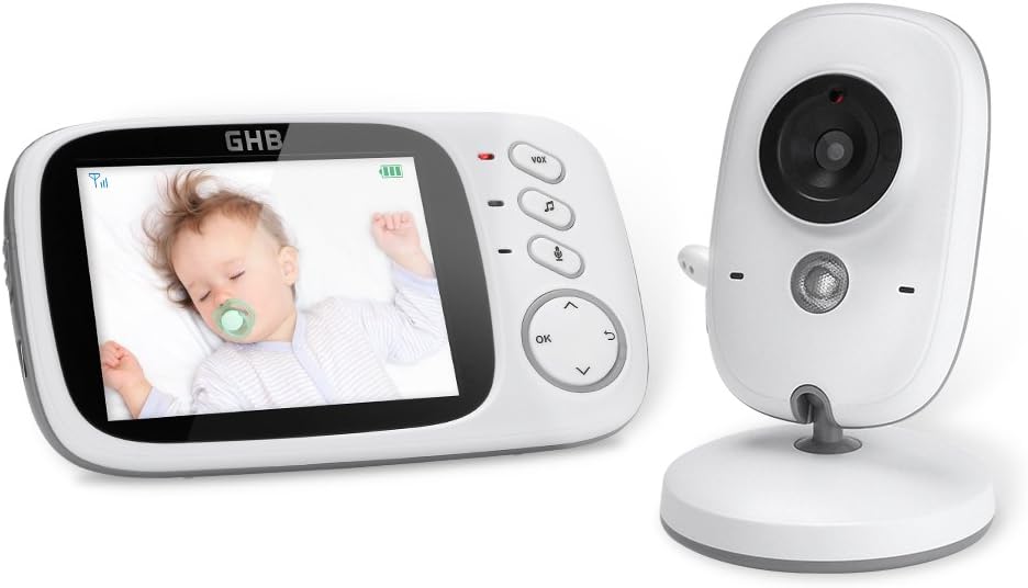 GHB Baby Monitor 3.2 LCD Colour Baby Monitor Video Camera Surveillance 2.4 GHz – See on Amazon