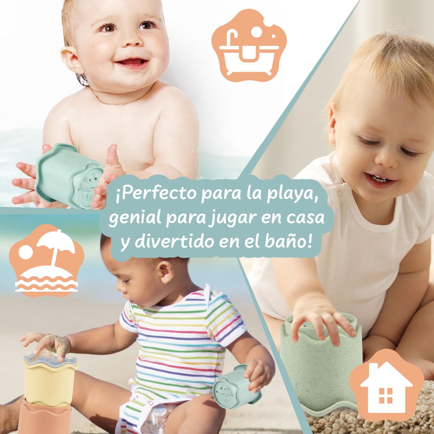 Scien­ce4yo­u 3-in-­1 Stack­able Baby Cups — Bath & beach­ - Imagen 5